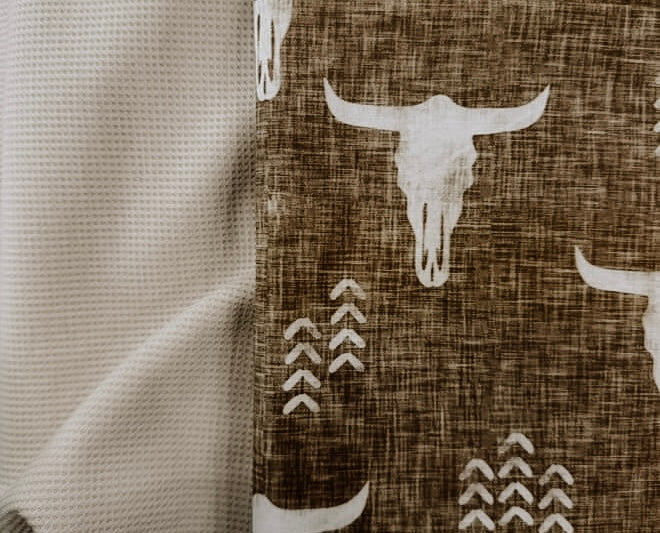 Small Waffle Knit Book Sleeve-Ivory w/ Longhorn Design