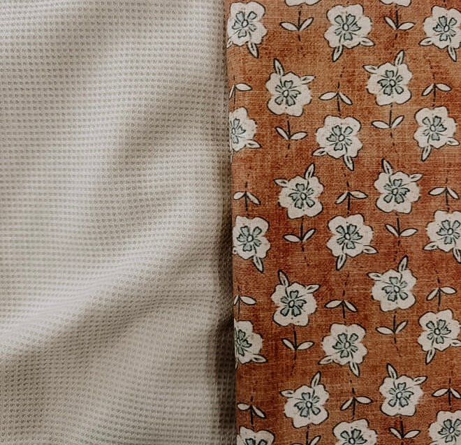 Waffle Knit Kindle Sleeve-Ivory w/ Orange and White Floral Design