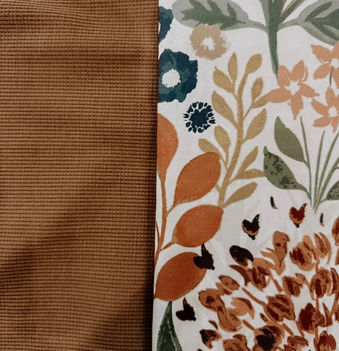 Waffle Knit Kindle Sleeve-Brown w/ Floral Design