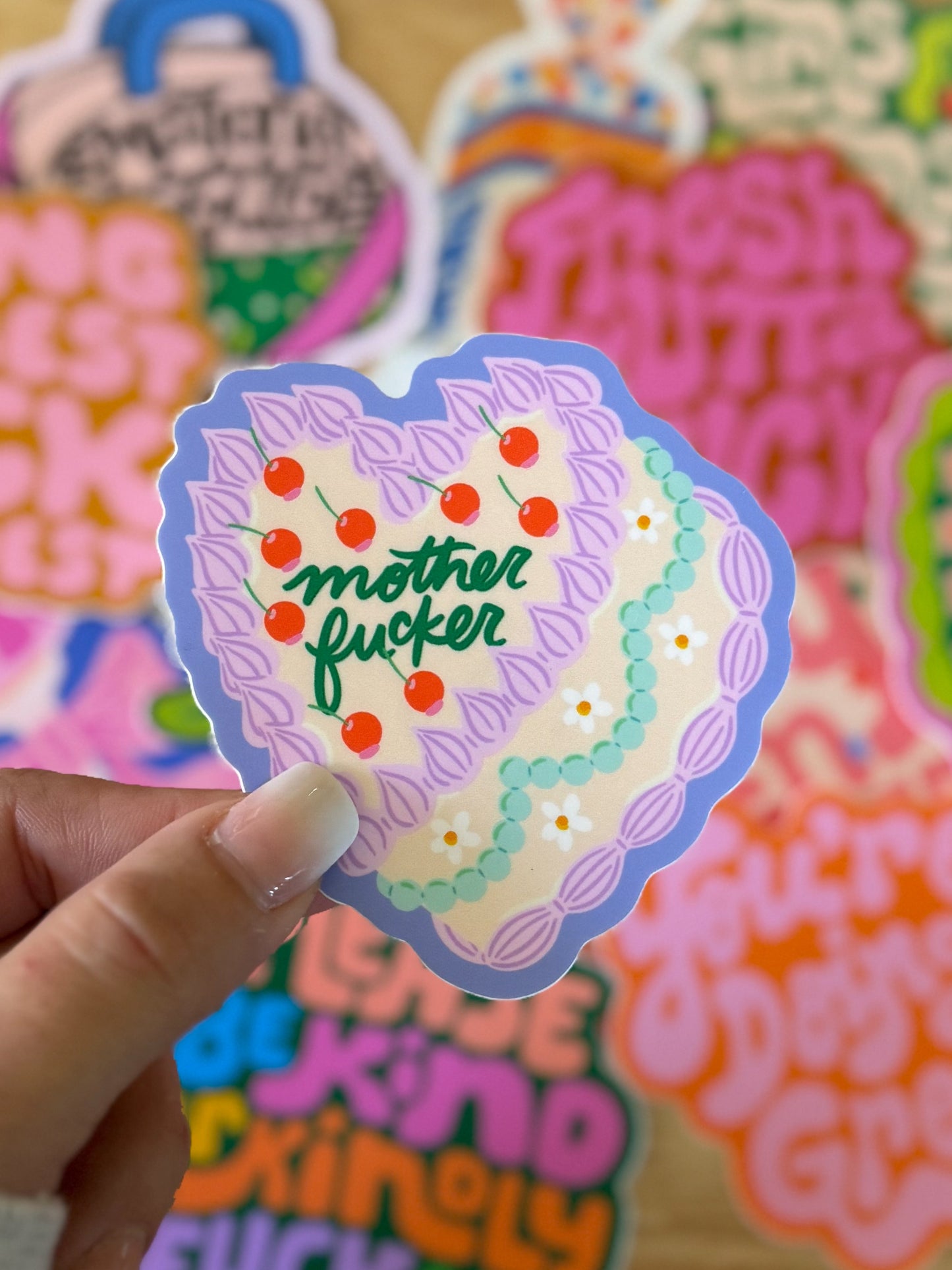 Mother Fucker Vintage Cake Sticker