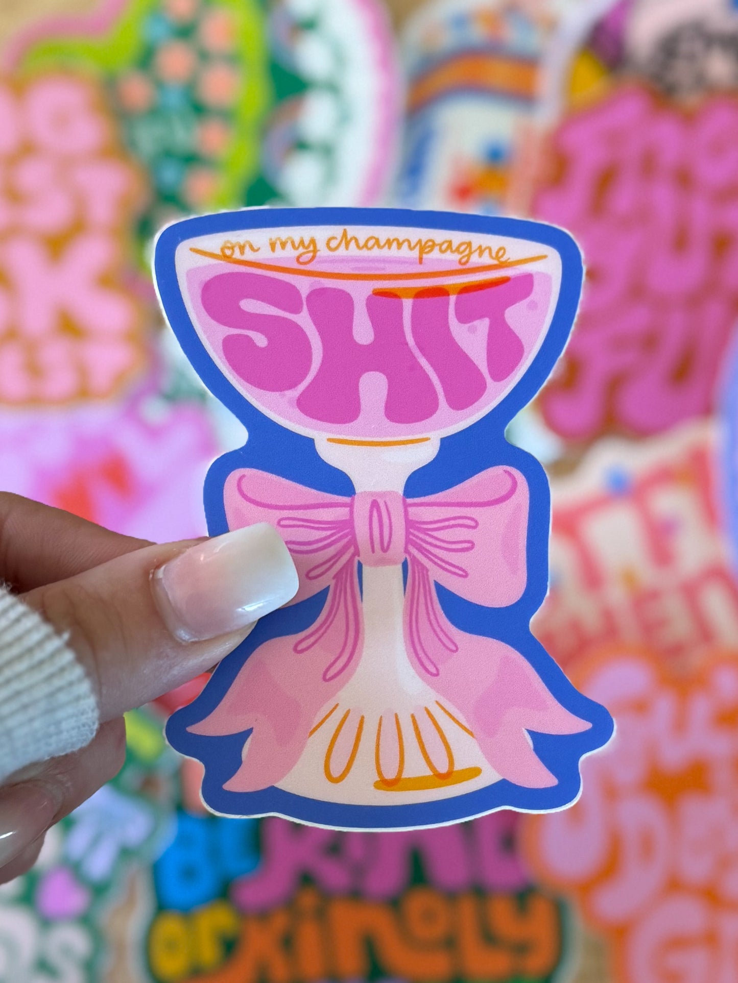 Champagne Shit Bow Sticker