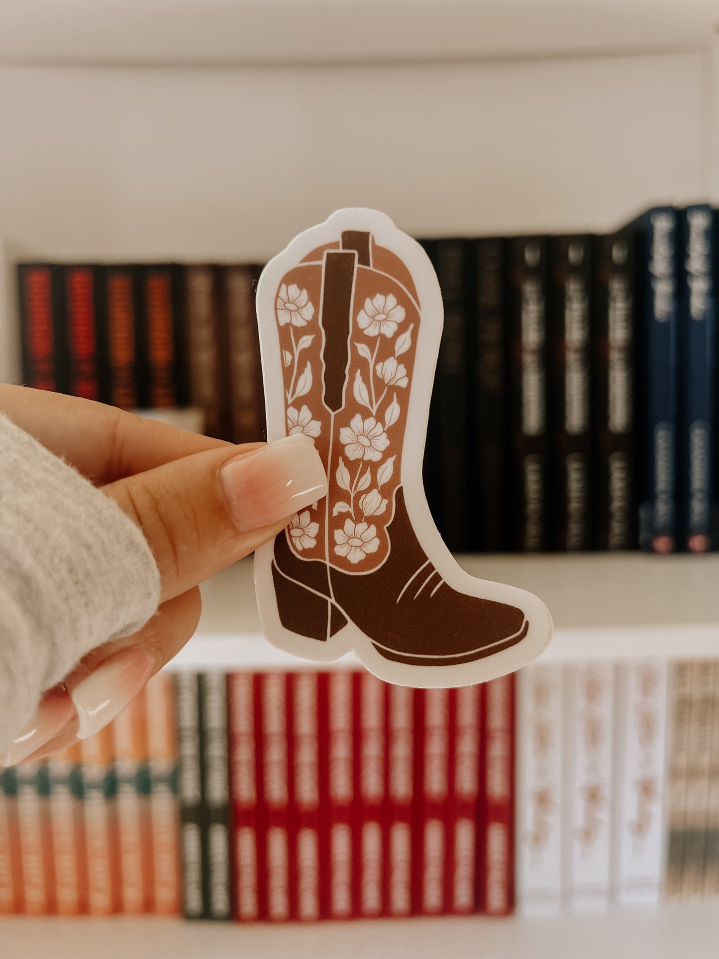 Floral Cowboy Boot Vinyl Sticker Western Style