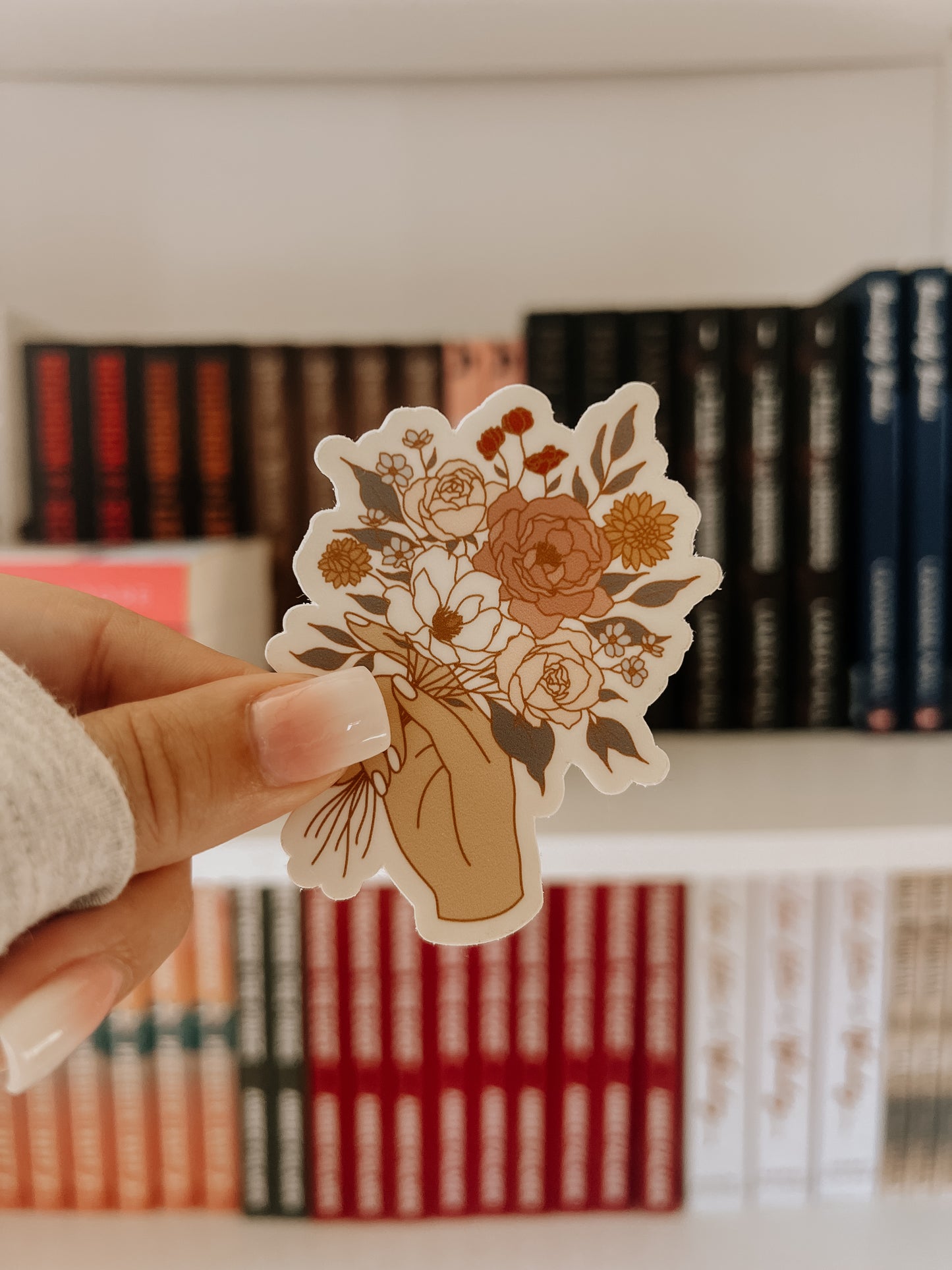 Hand Holding Bouquet Vinyl Sticker Floral