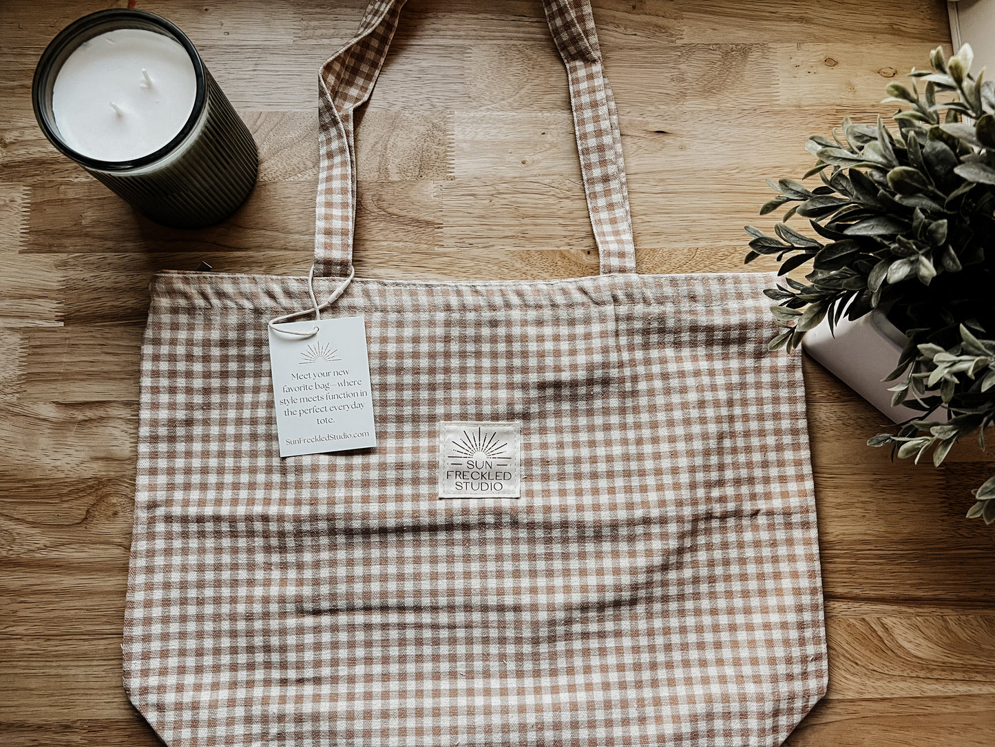 Chai Gingham Tote Bag