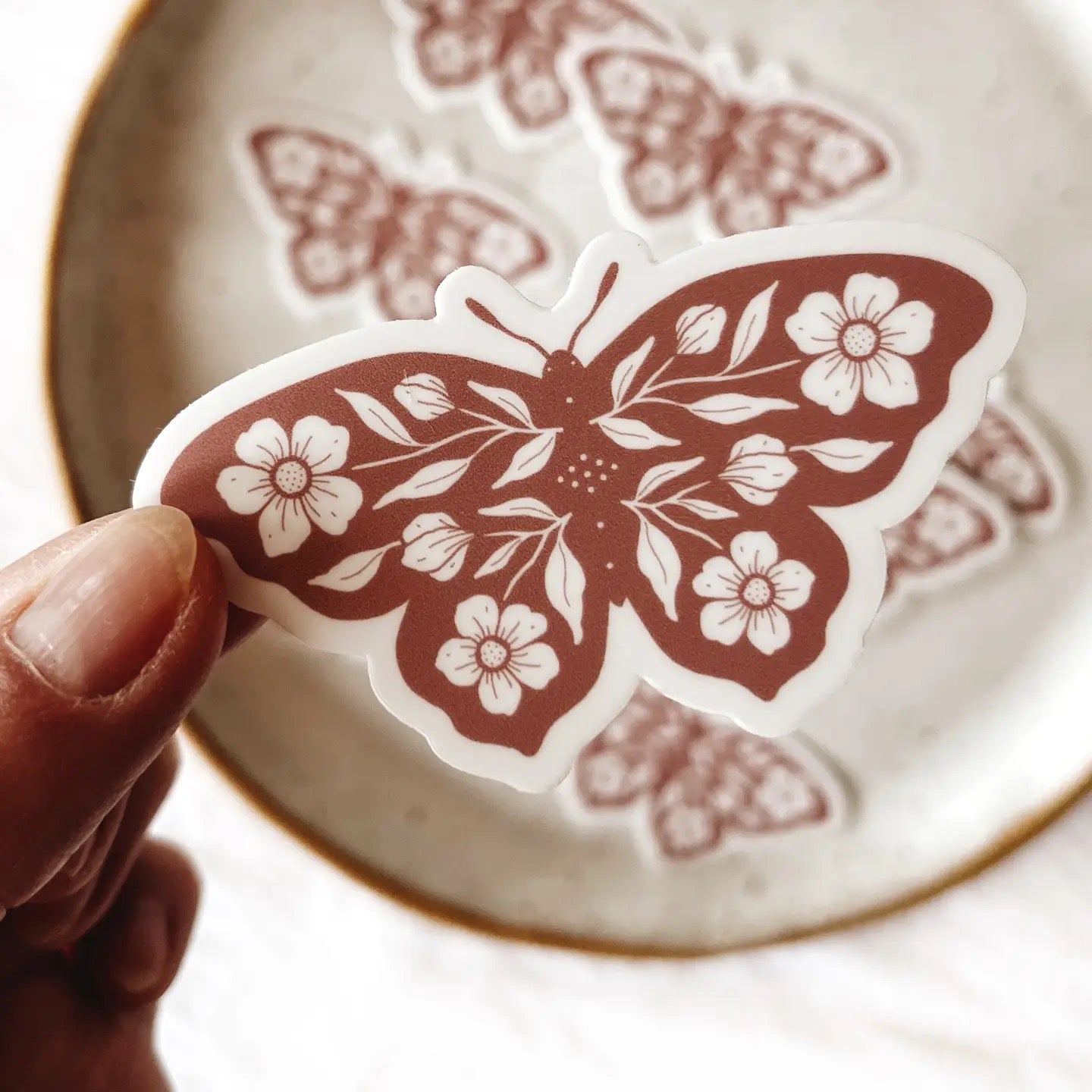 Floral Butterfly Vinyl Sticker Rose