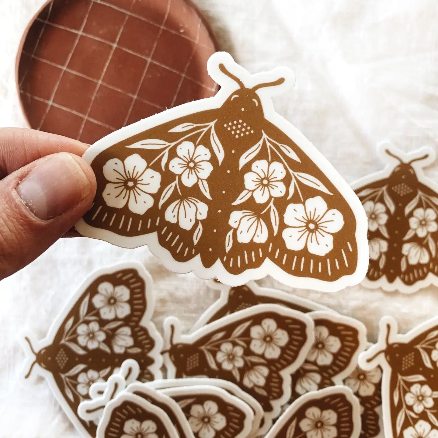 Floral Moth Vinyl Sticker