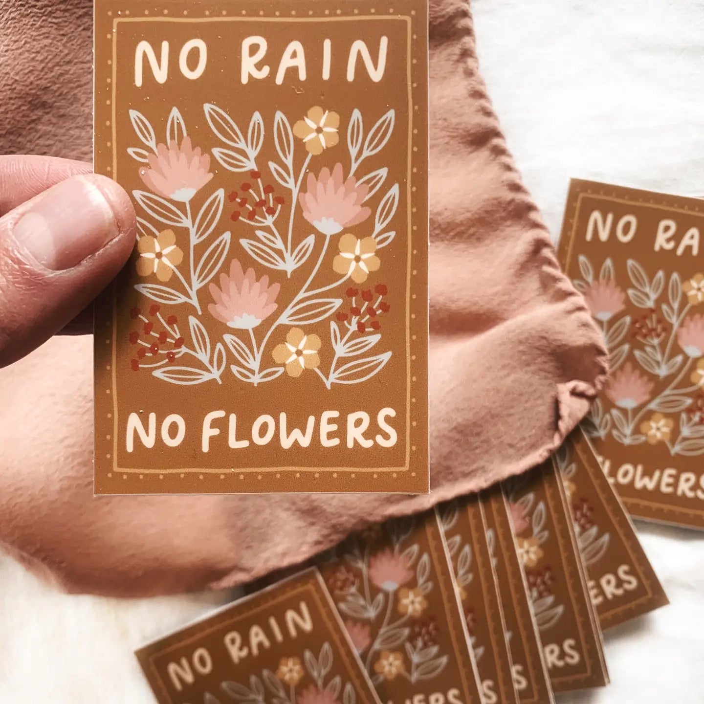 No Rain, No Flowers Floral Vinyl Sticker