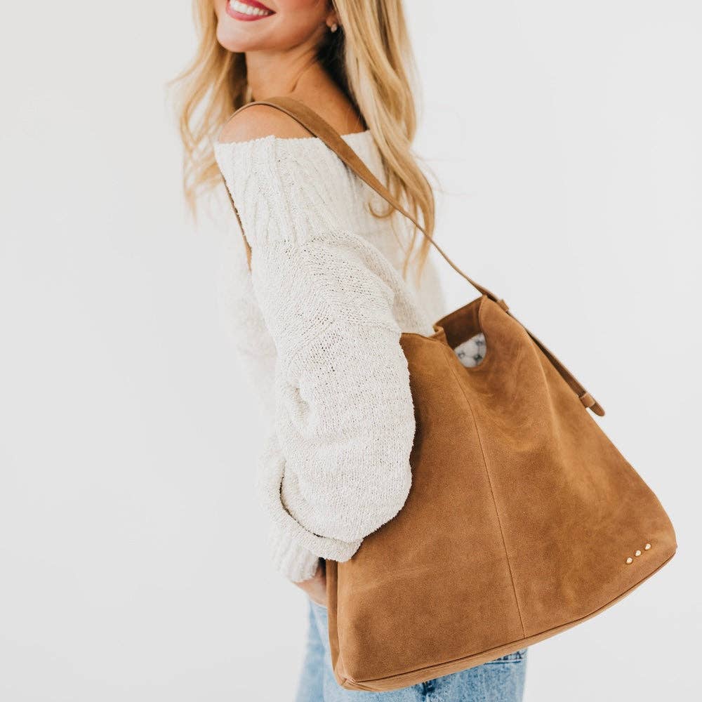 Evie Suede Hobo Shoulder Bag-CAMEL