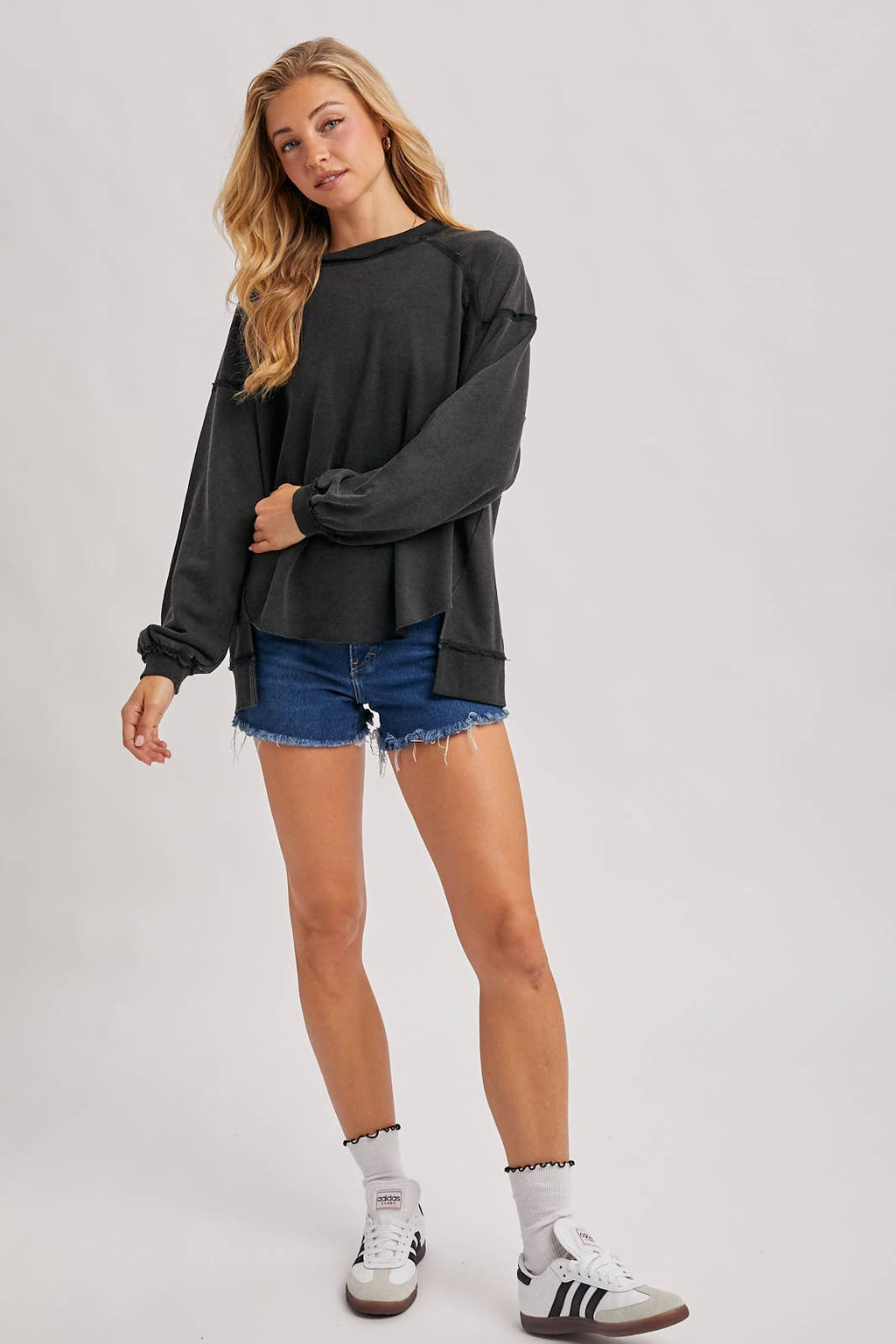 MARLOW OVERSIZED HIGH-LOW HEM PULLOVER-MOCHA