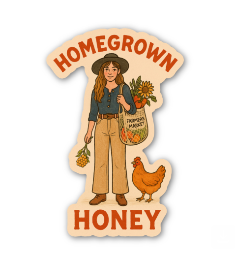 Homegrown Honey Farmer’s Market Girl Sticker