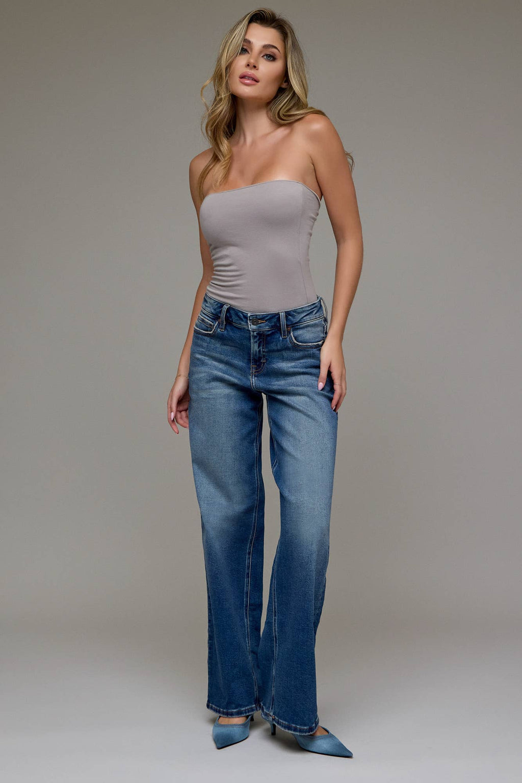Wrenley Dark Vintage Mid Rise Dad Jeans
