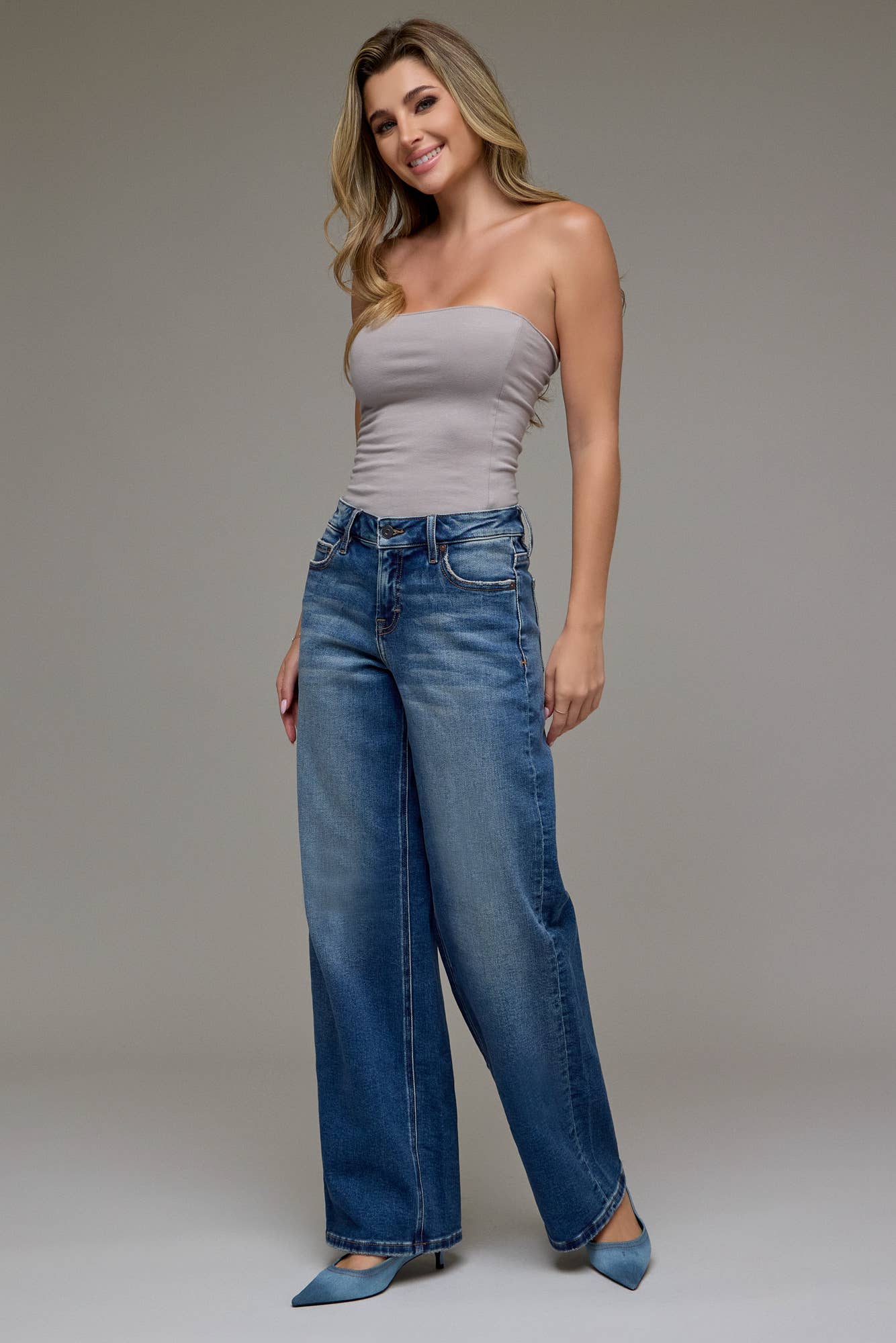 Wrenley Dark Vintage Mid Rise Dad Jeans