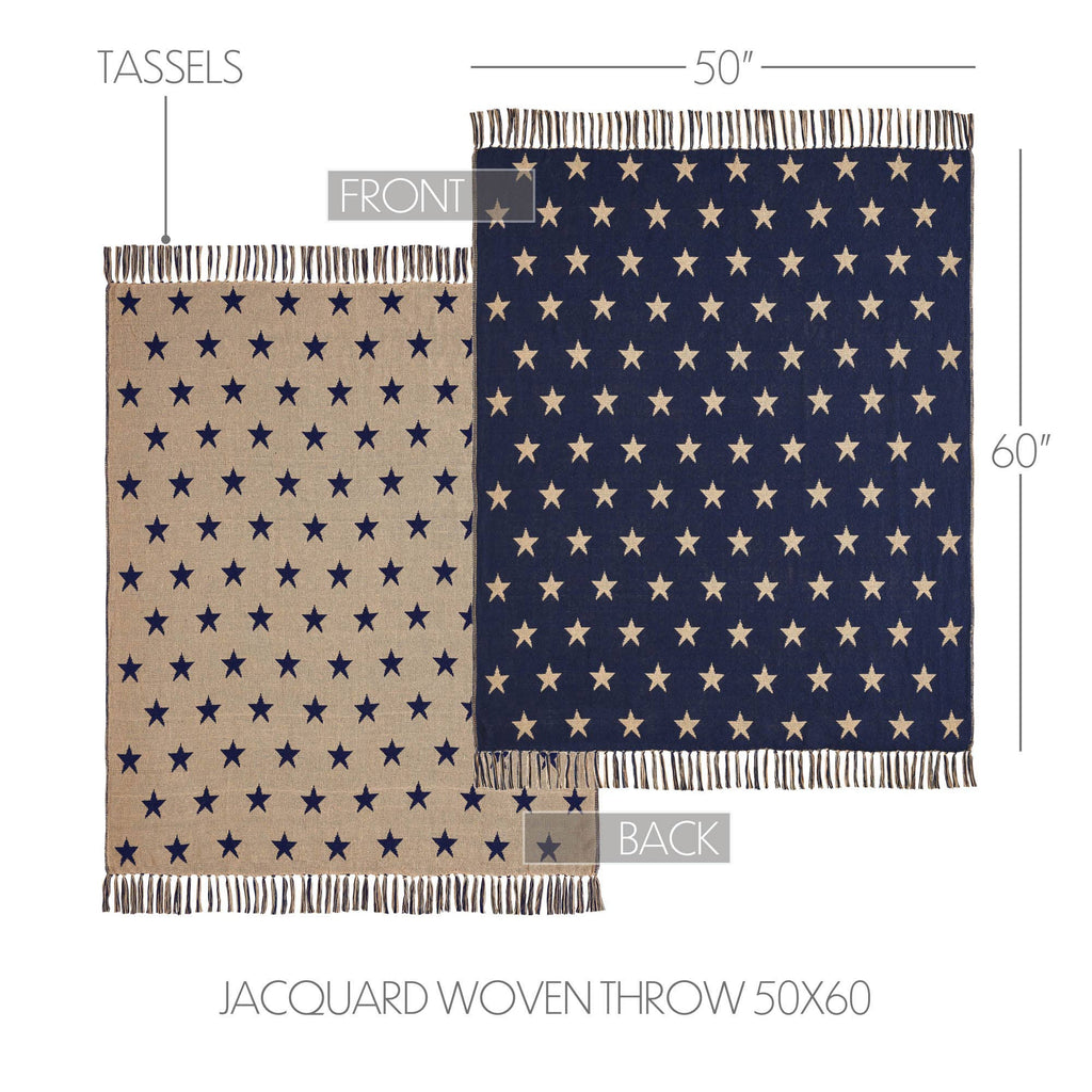 Patriotic Star Woven Throw Blanket Americana