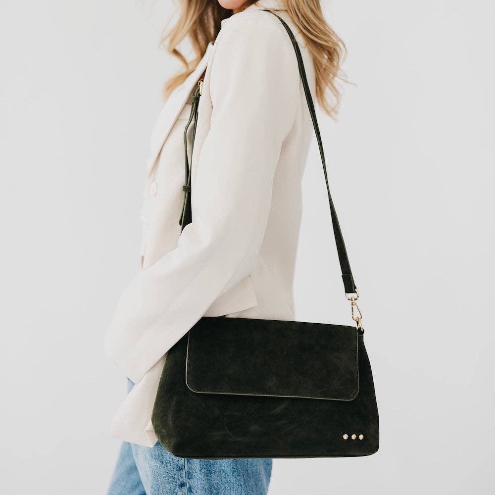 Miranda Suede Flap Crossbody-OLIVE