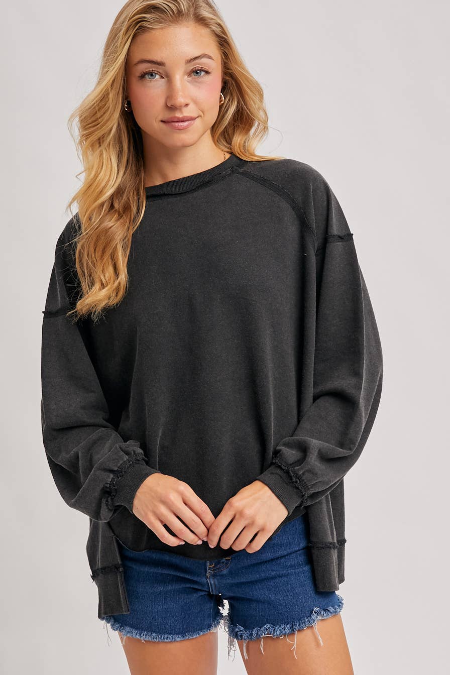 MARLOW OVERSIZED HIGH-LOW HEM PULLOVER-MOCHA