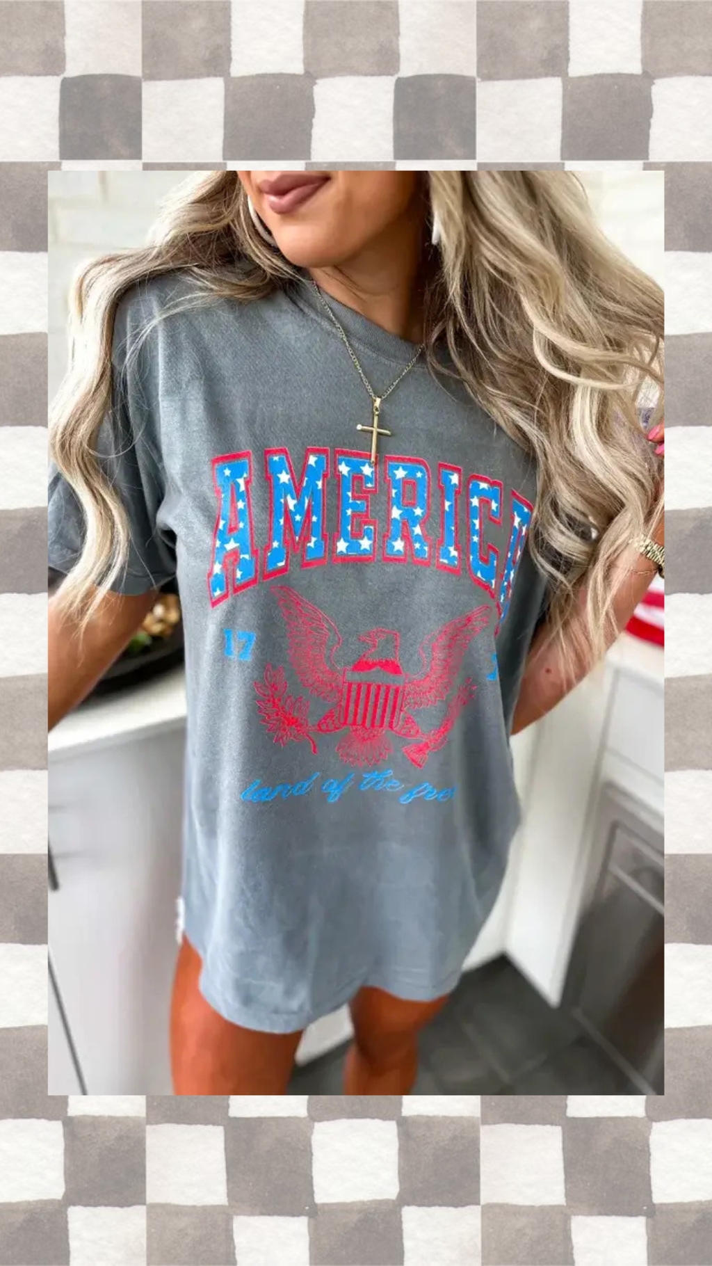 America Land Of The Free Gray Graphic Tee