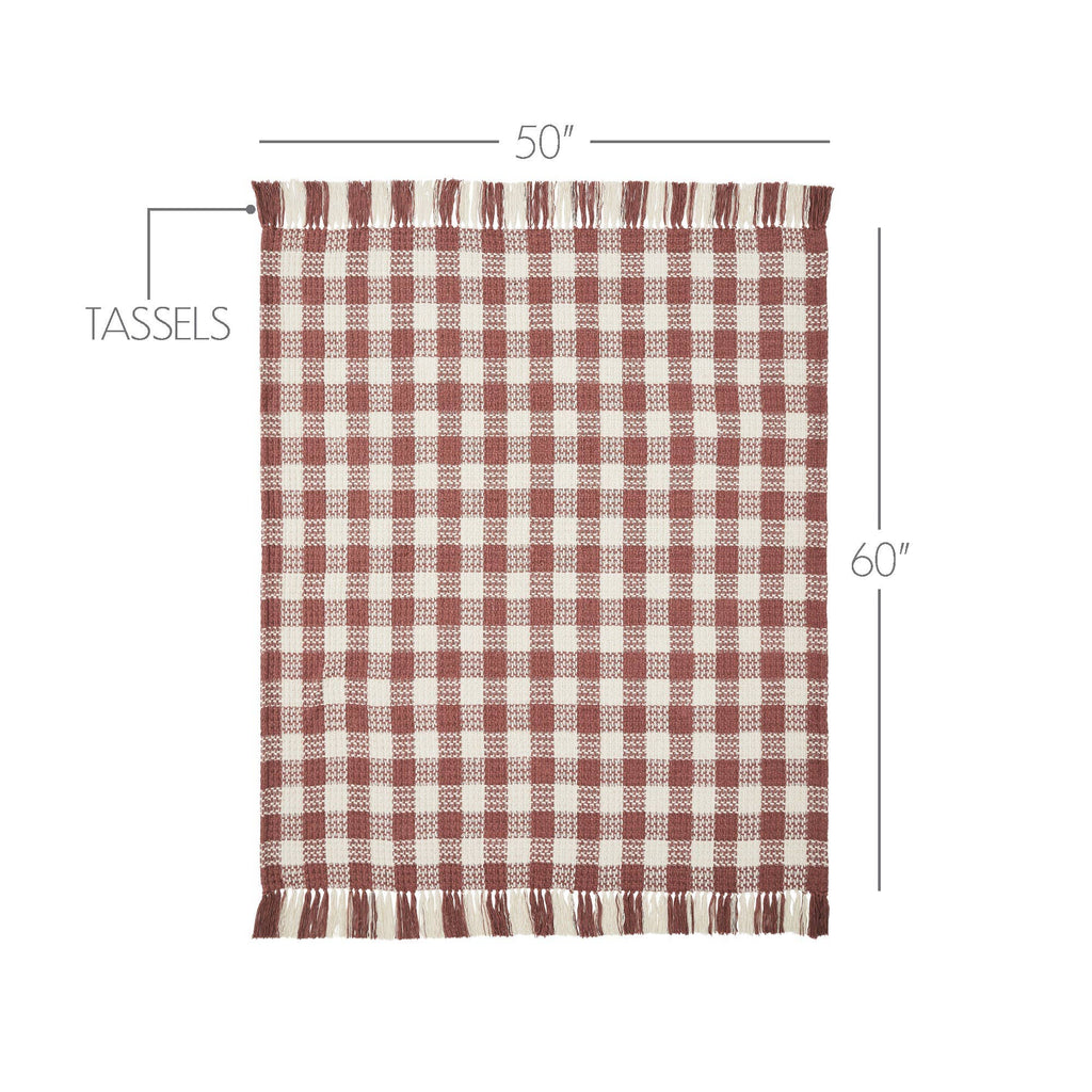 Dusty Rose Woven Check Throw Blanket with Fringe