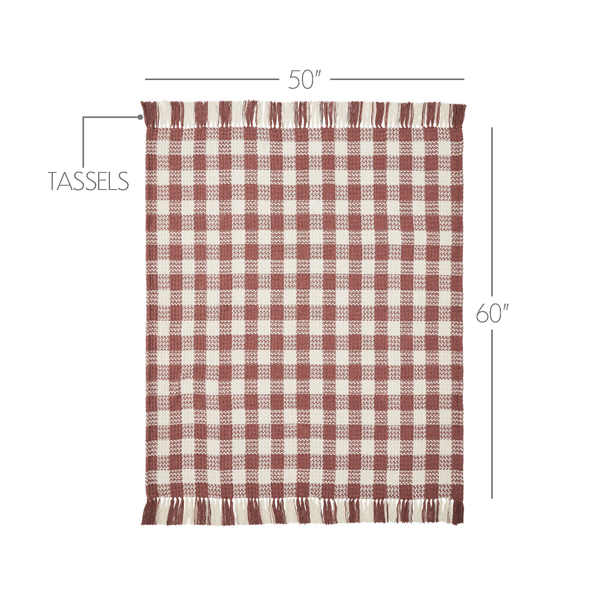 Dusty Rose Woven Check Throw Blanket with Fringe