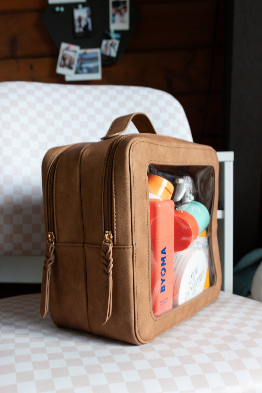 XL Clear Cosmetics Case in Oak