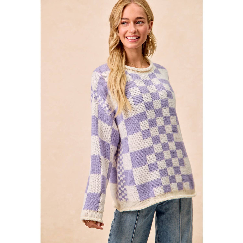 Vintage Purple Checkered Sweater