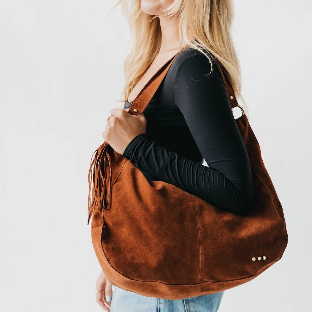 Hazel Hobo Shoulder Bag with Tassel-CHOCOLATE