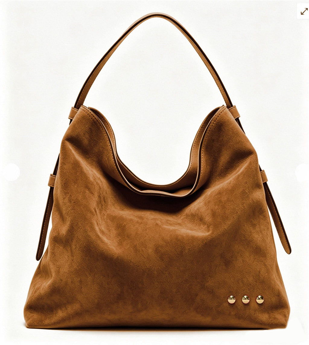 Evie Suede Hobo Shoulder Bag-CAMEL