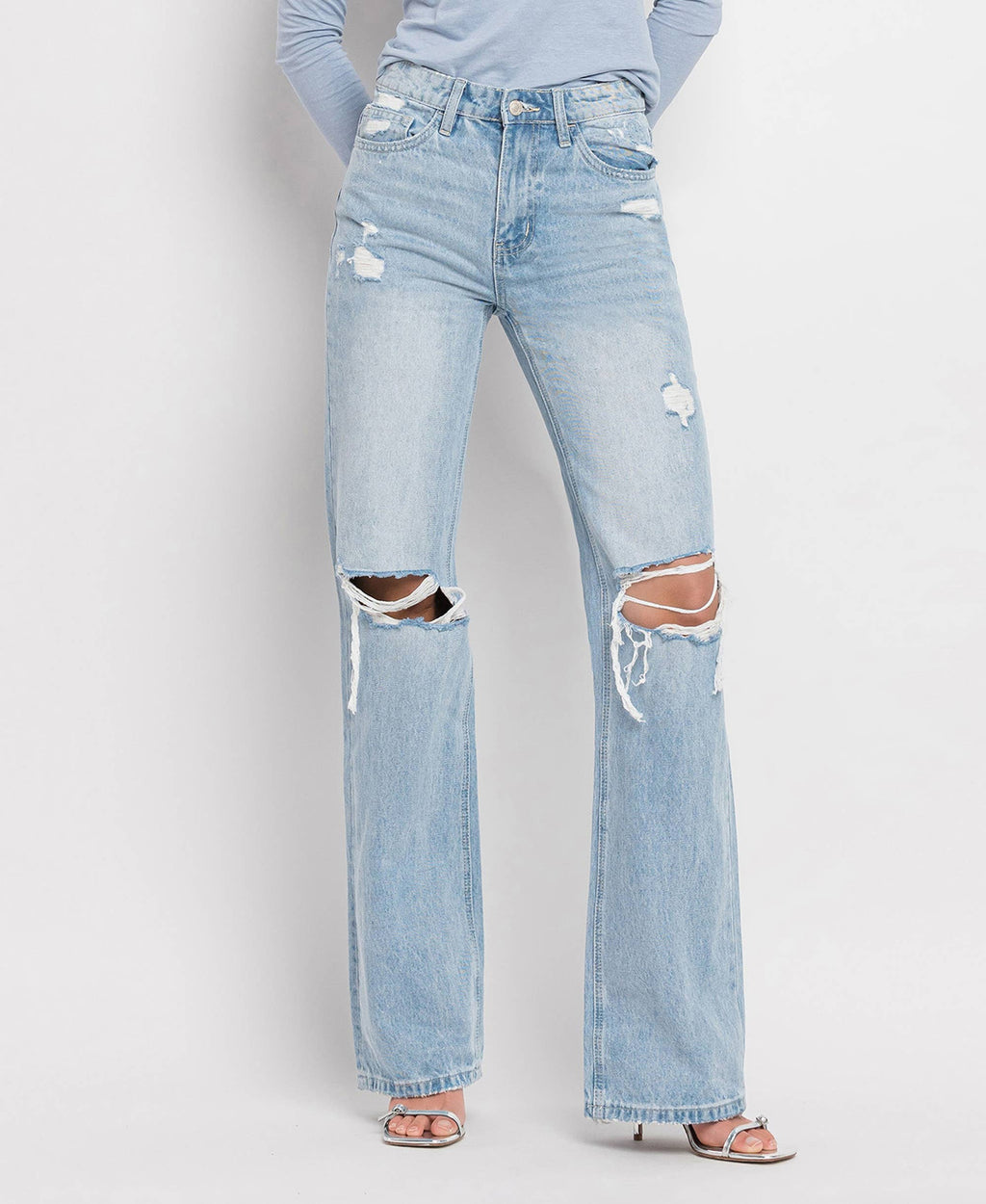 90'S VINTAGE SUPER HIGH RISE FLARE JEANS-LONG 34”