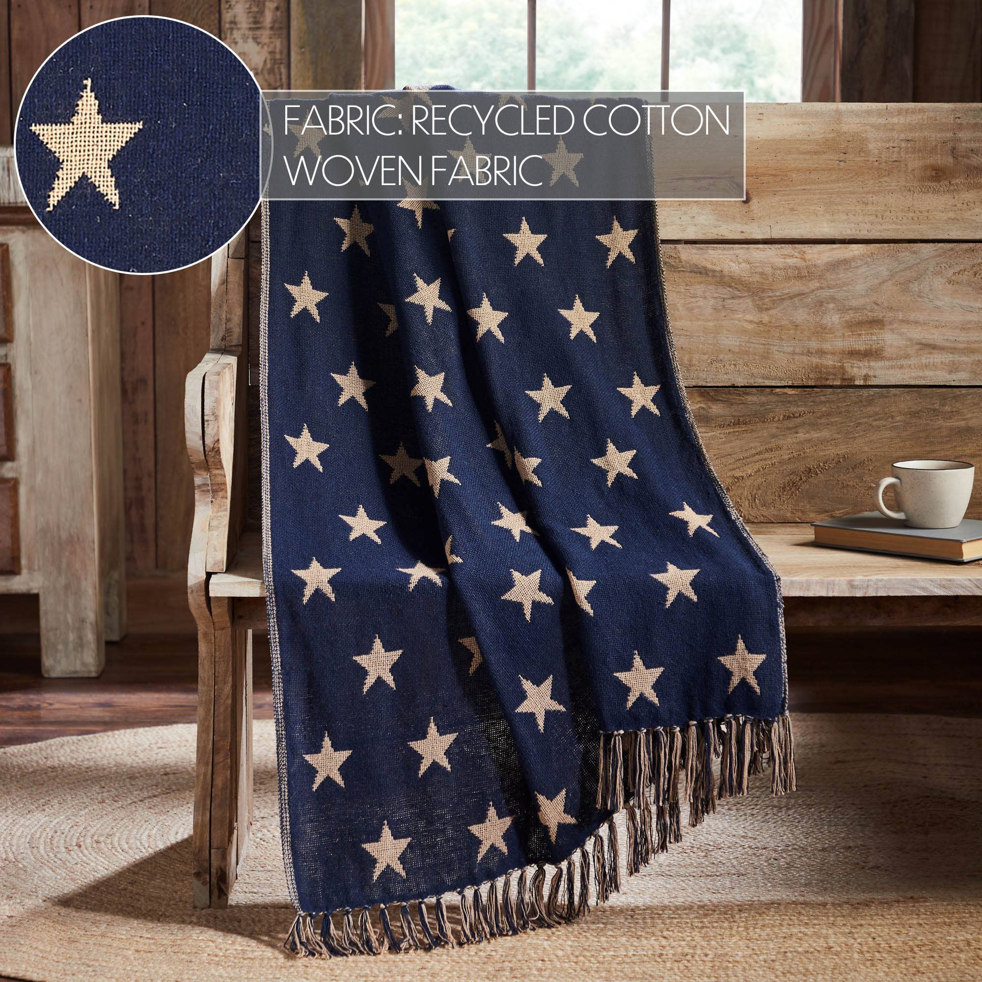 Patriotic Star Woven Throw Blanket Americana