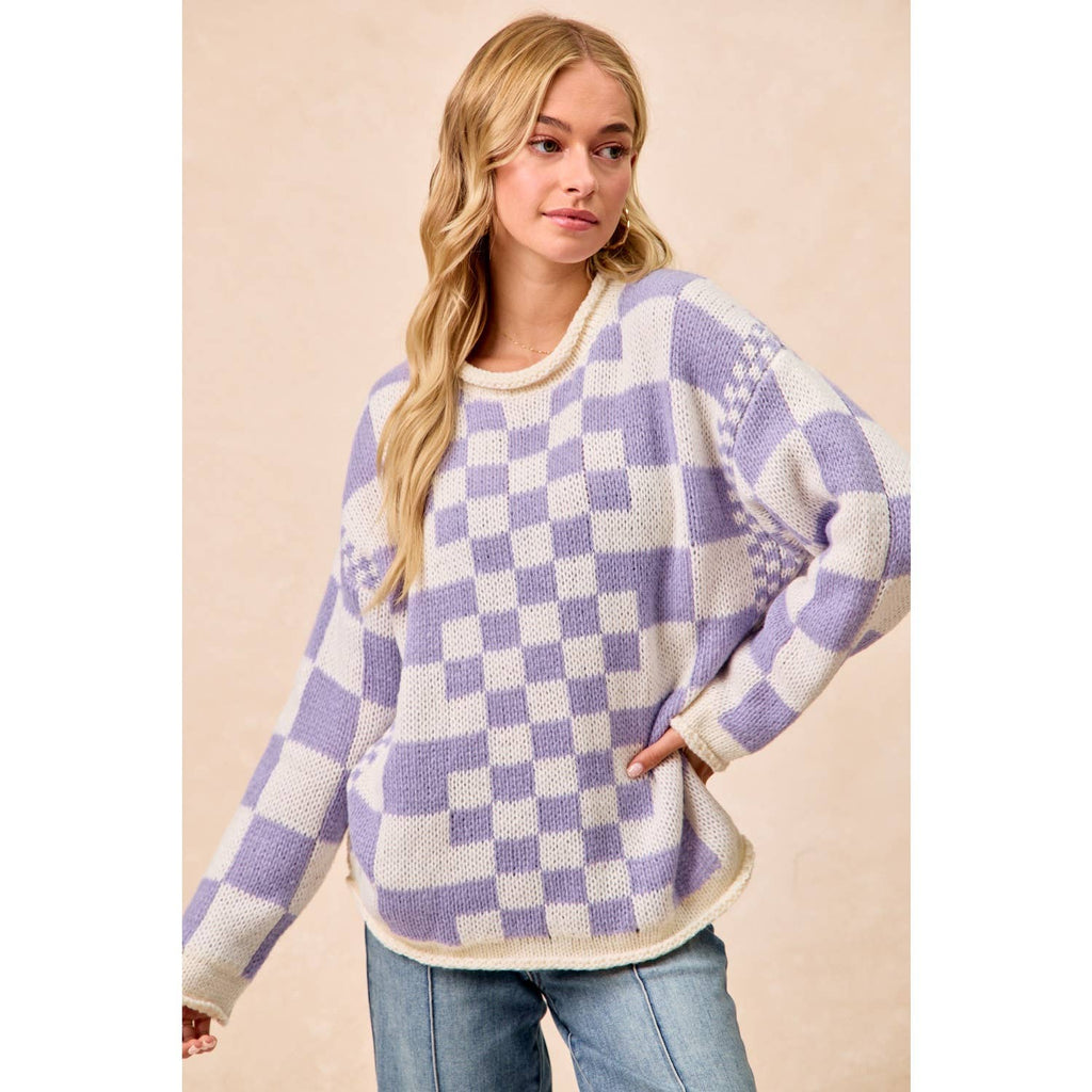 Vintage Purple Checkered Sweater