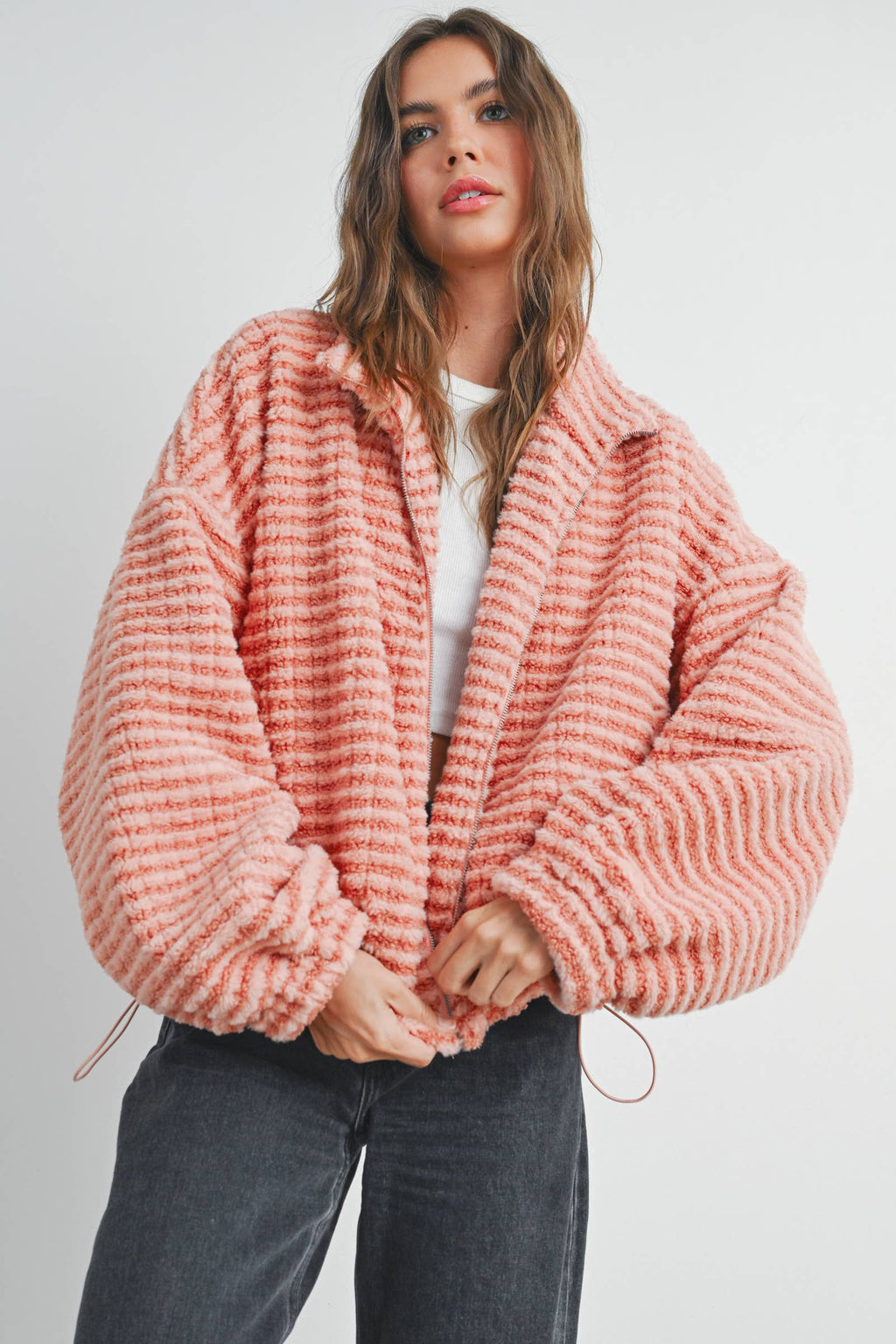 Collared Puffer Jacket-TERRACOTTA