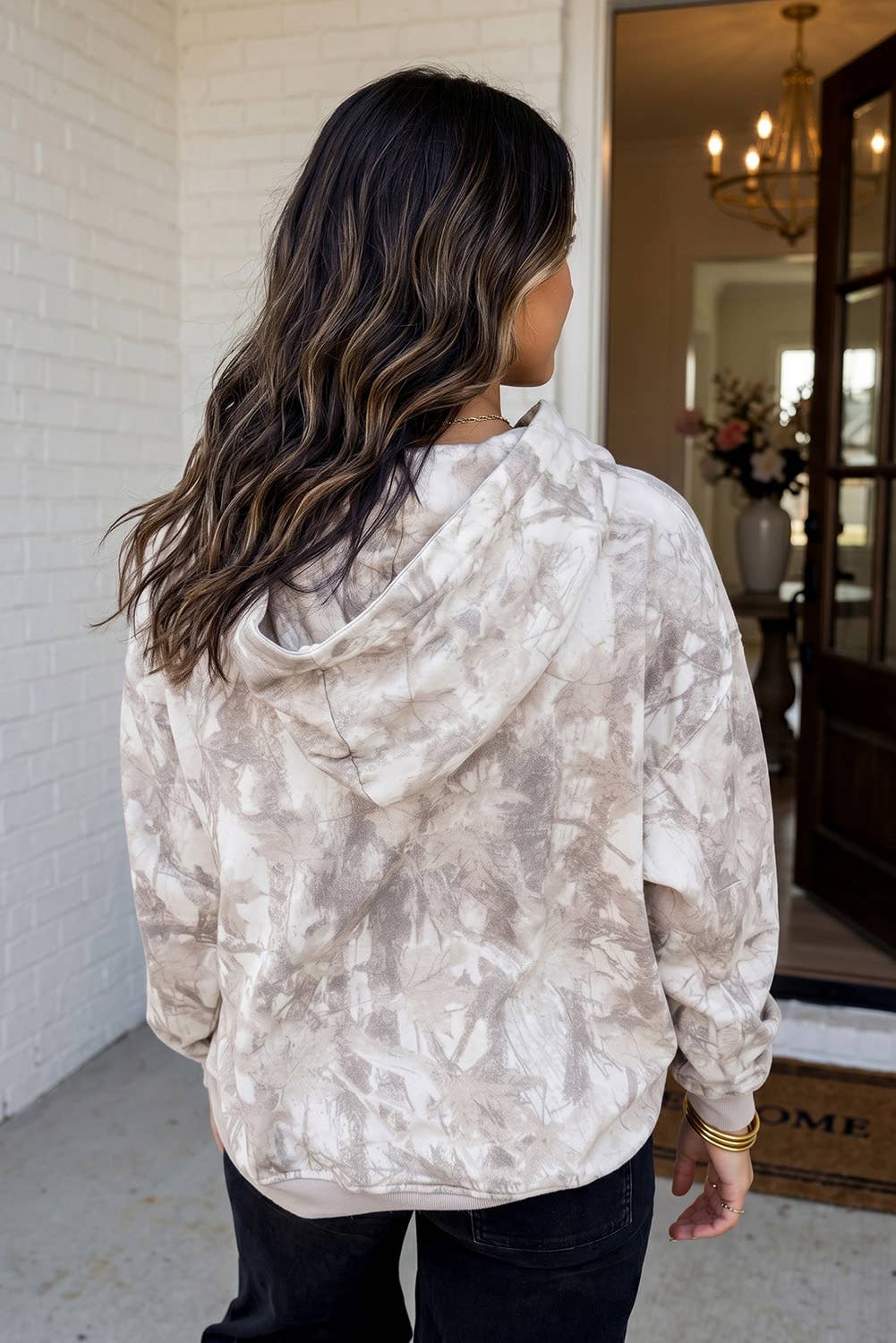 Camouflage Ribbed  Hoodie