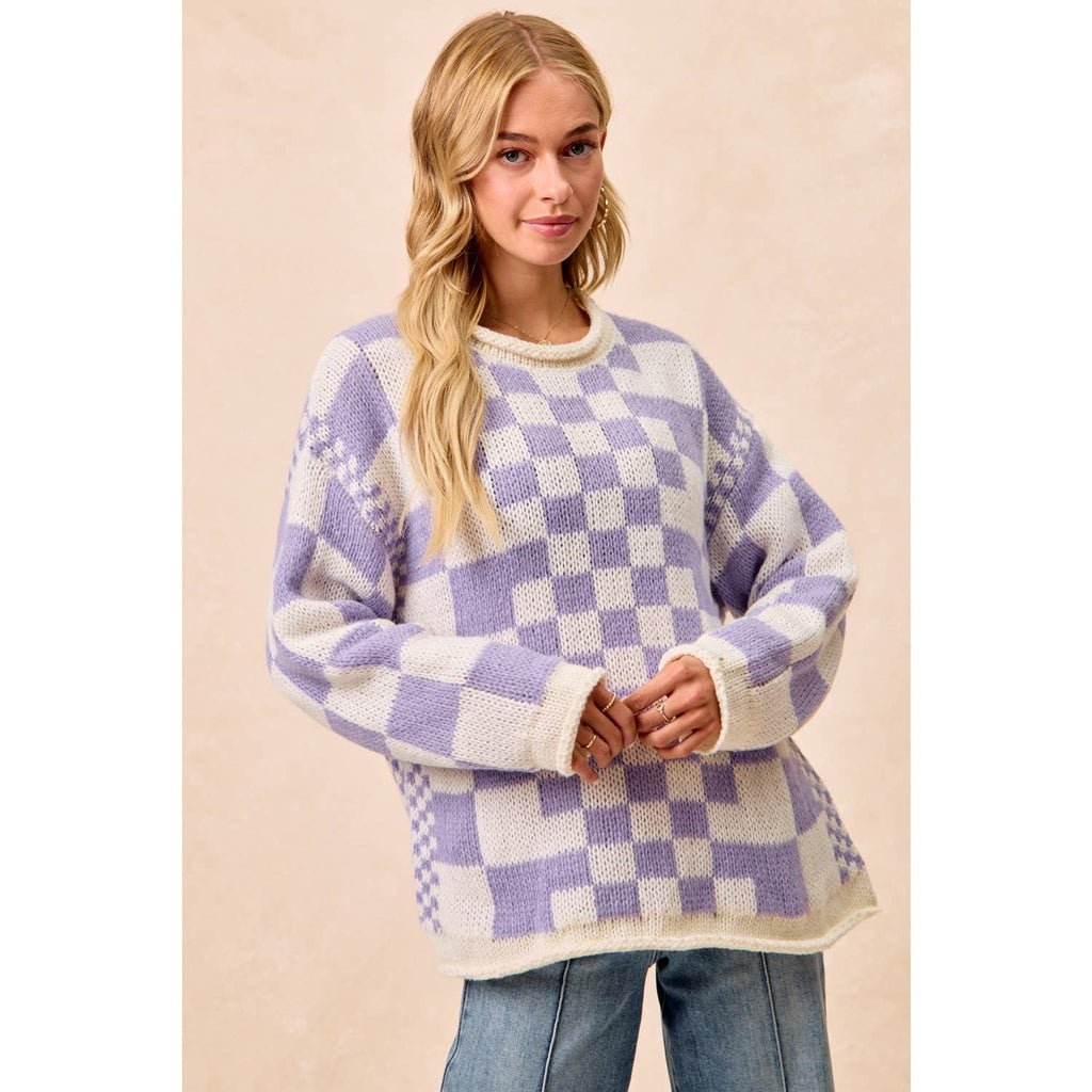 Vintage Purple Checkered Sweater