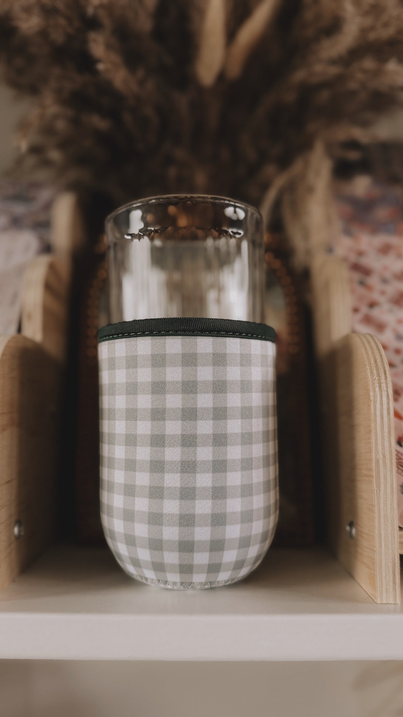 Green Gingham Iced Coffee Drink Sleeve