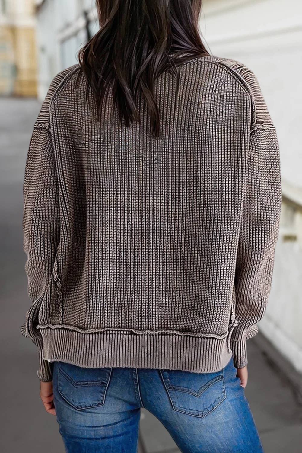Monroe Knit Open Sweater Cardigan-Dark Brown
