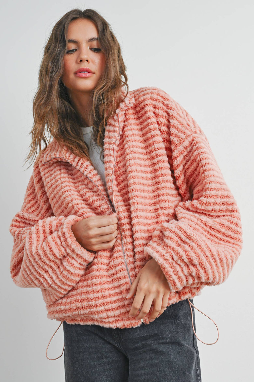 Collared Puffer Jacket-TERRACOTTA