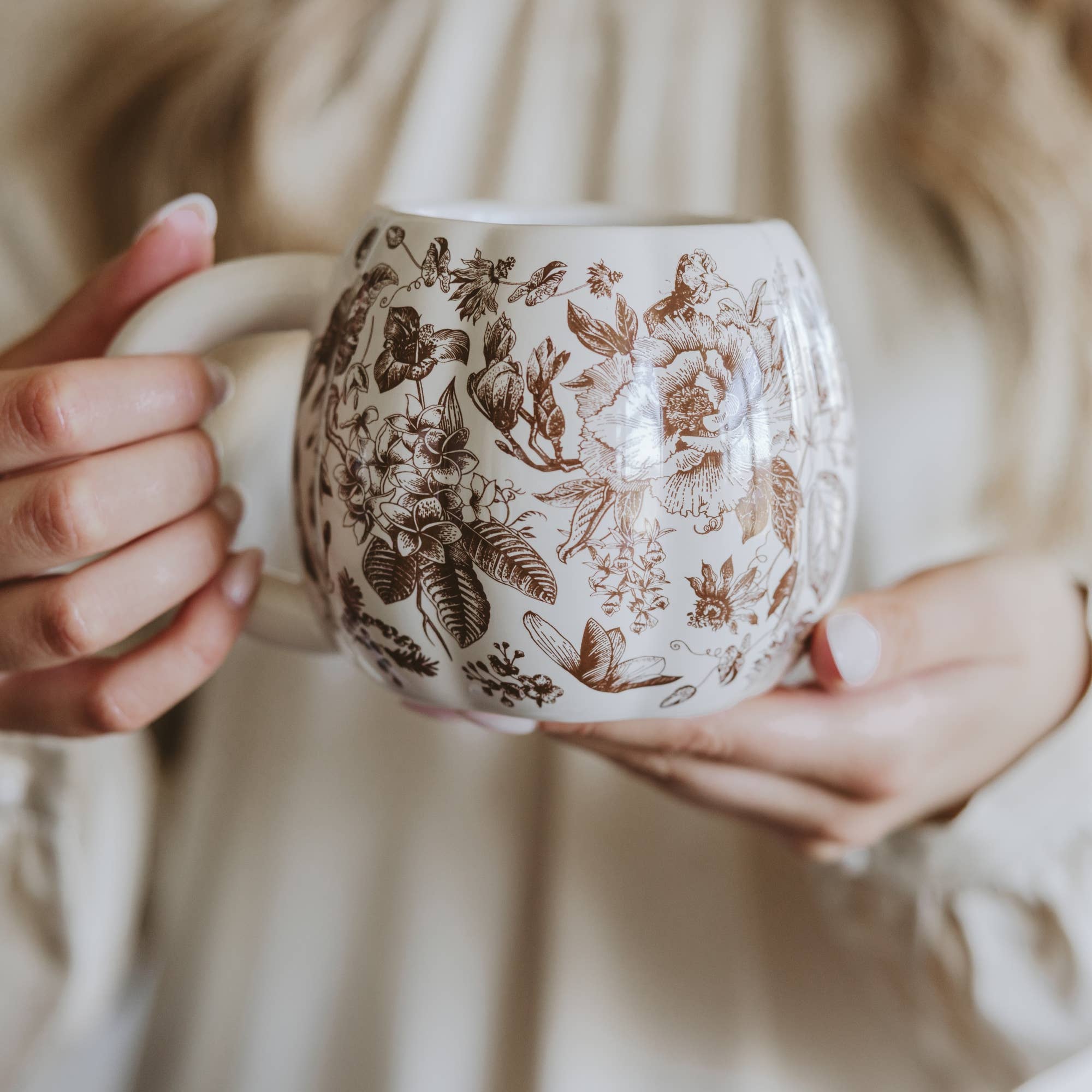 Brown Delft Pumpkin Coffee Mug
