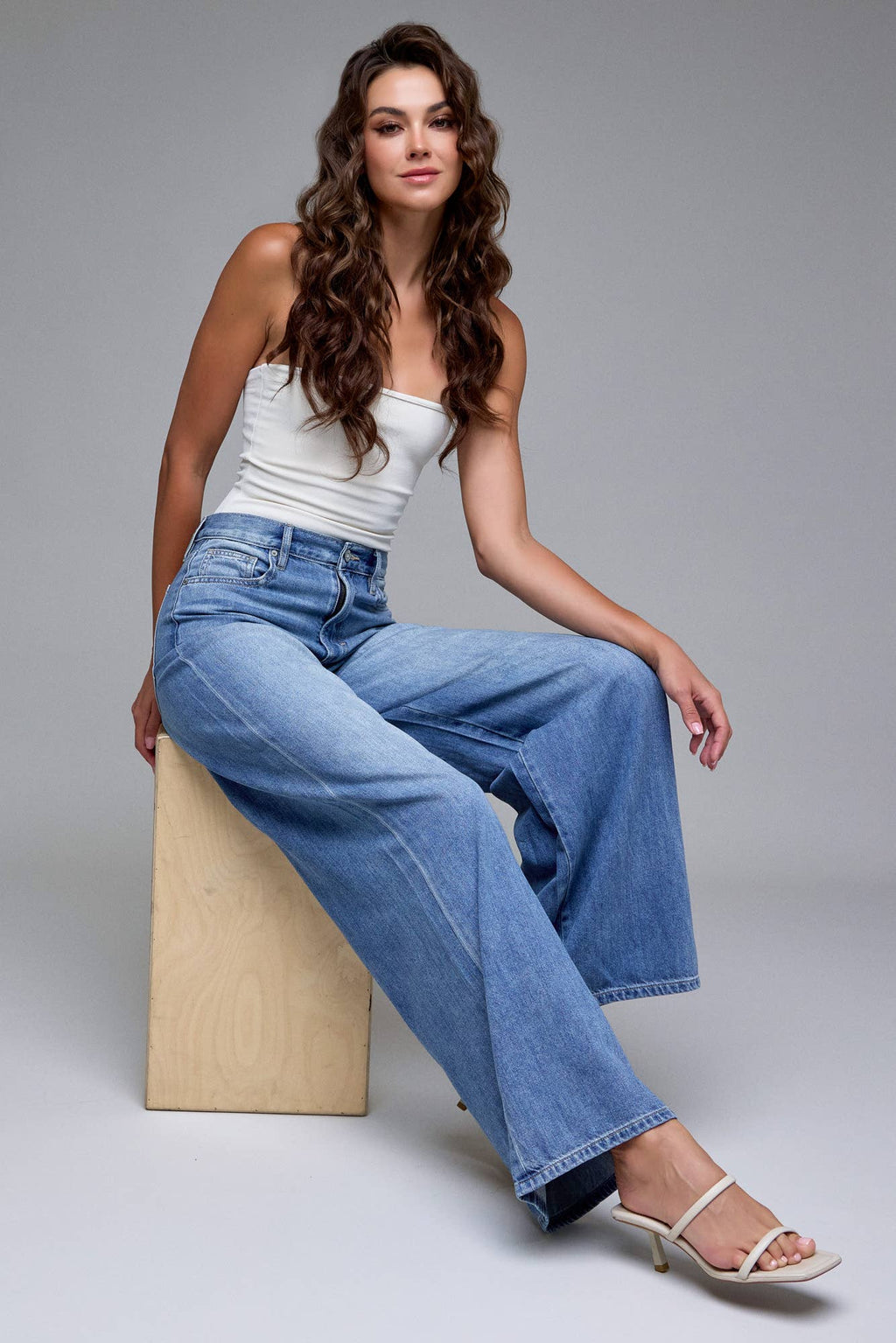 Lainey Medium Wash  Wide Leg Jeans