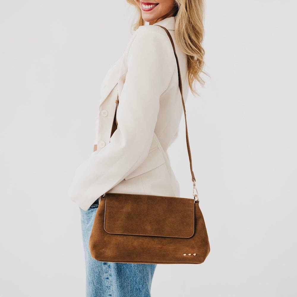 Miranda Suede Flap Crossbody-CAMEL