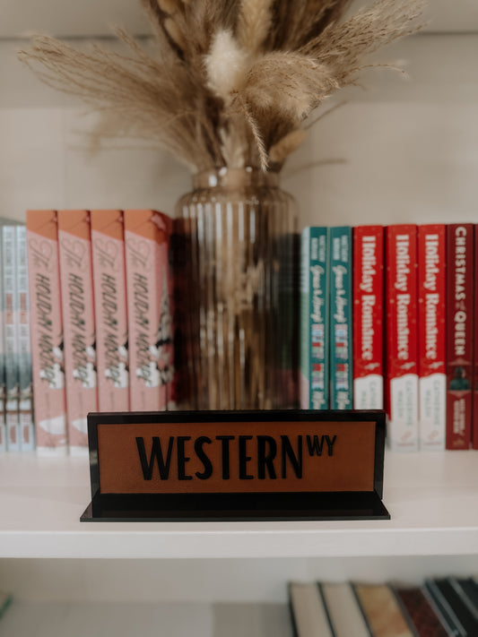 Western Acrylic Shelf Sign w/ Stand