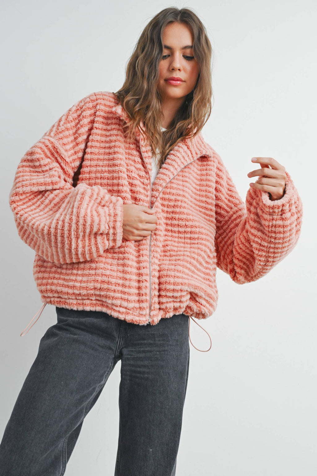 Collared Puffer Jacket-TERRACOTTA