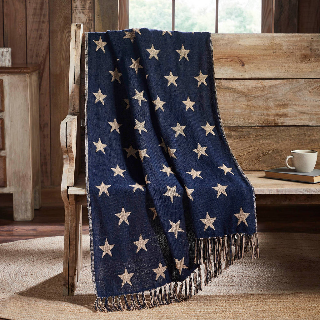 Patriotic Star Woven Throw Blanket Americana