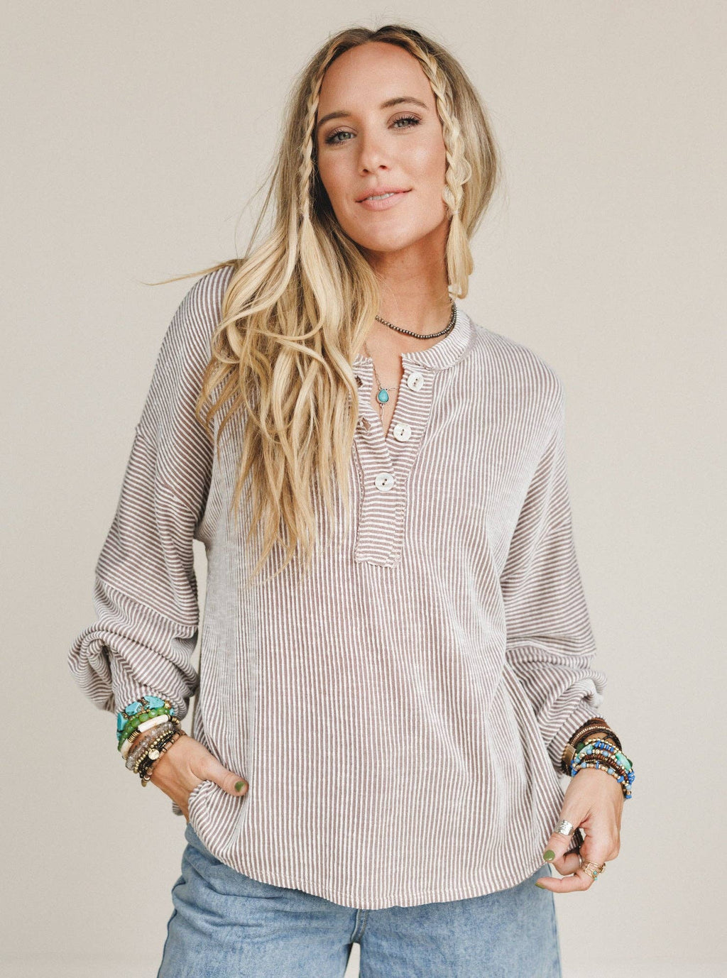 Only This Long Sleeve Top - Taupe