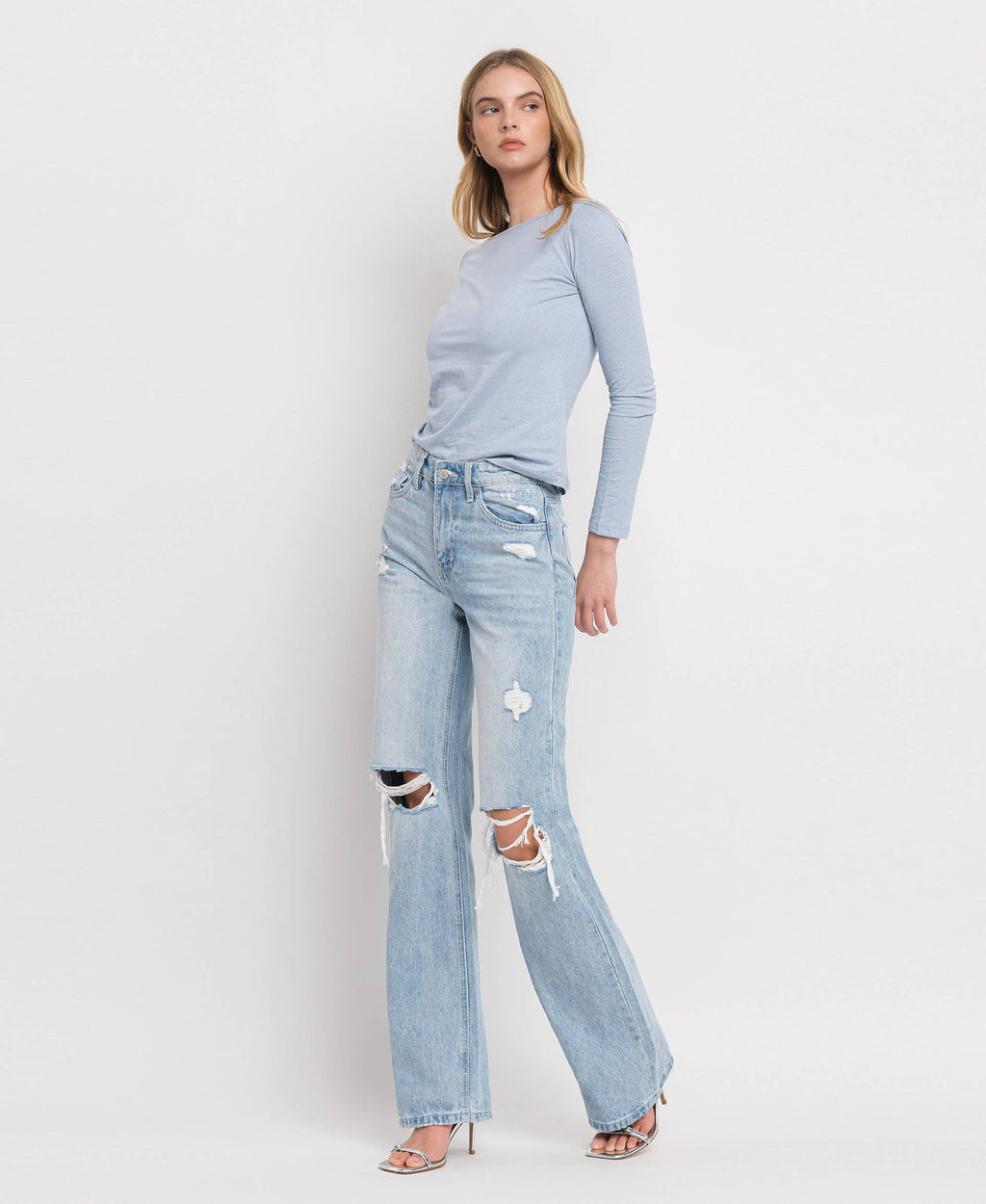 90'S VINTAGE SUPER HIGH RISE FLARE JEANS-LONG 34”