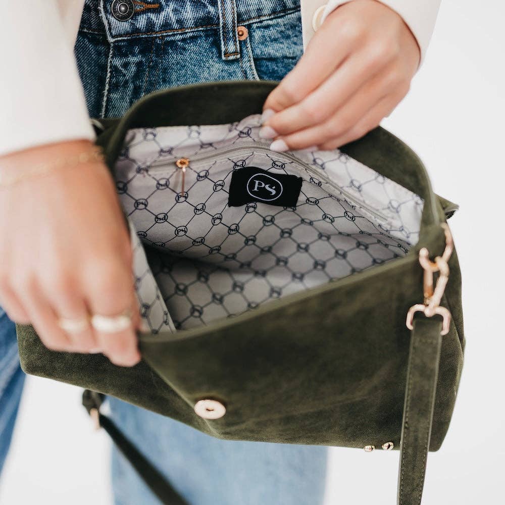 Miranda Suede Flap Crossbody-OLIVE