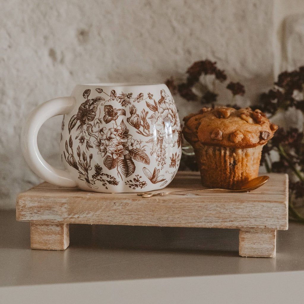 Brown Delft Pumpkin Coffee Mug