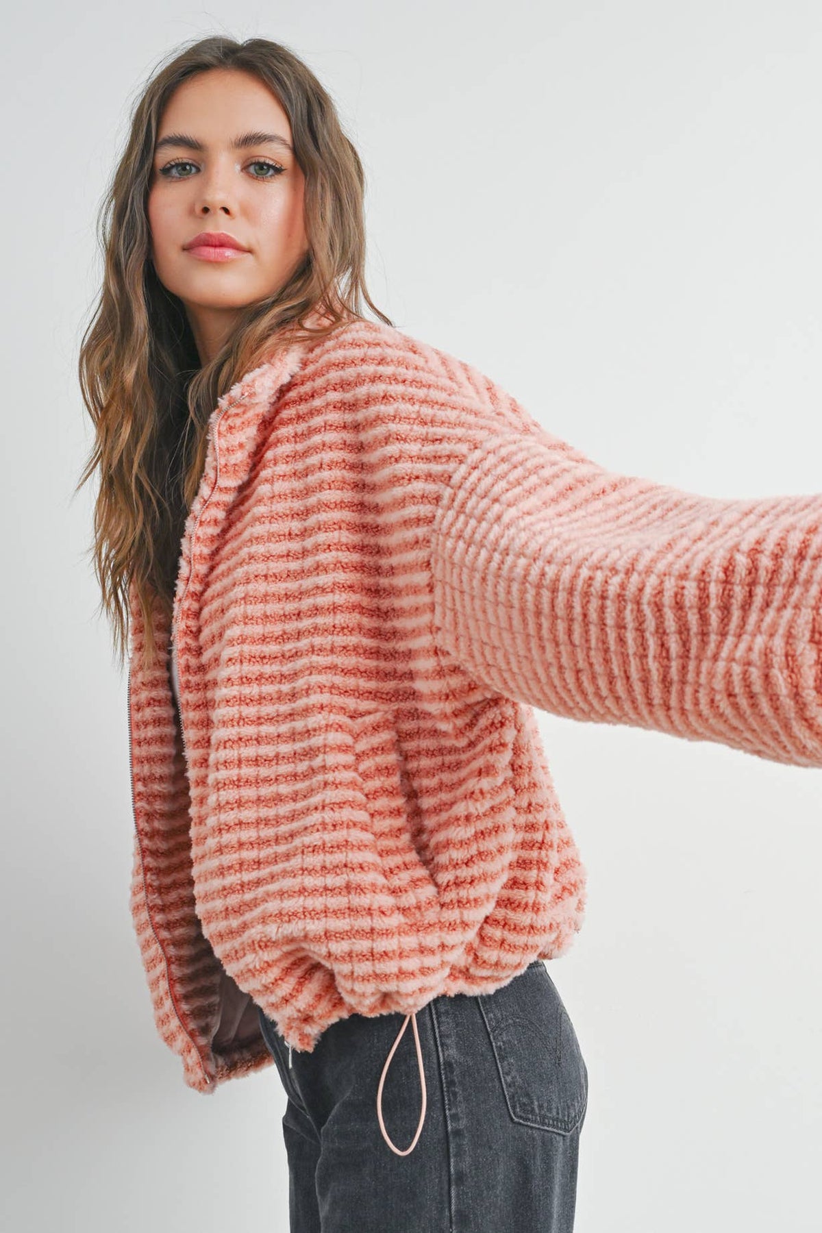 Collared Puffer Jacket-TERRACOTTA