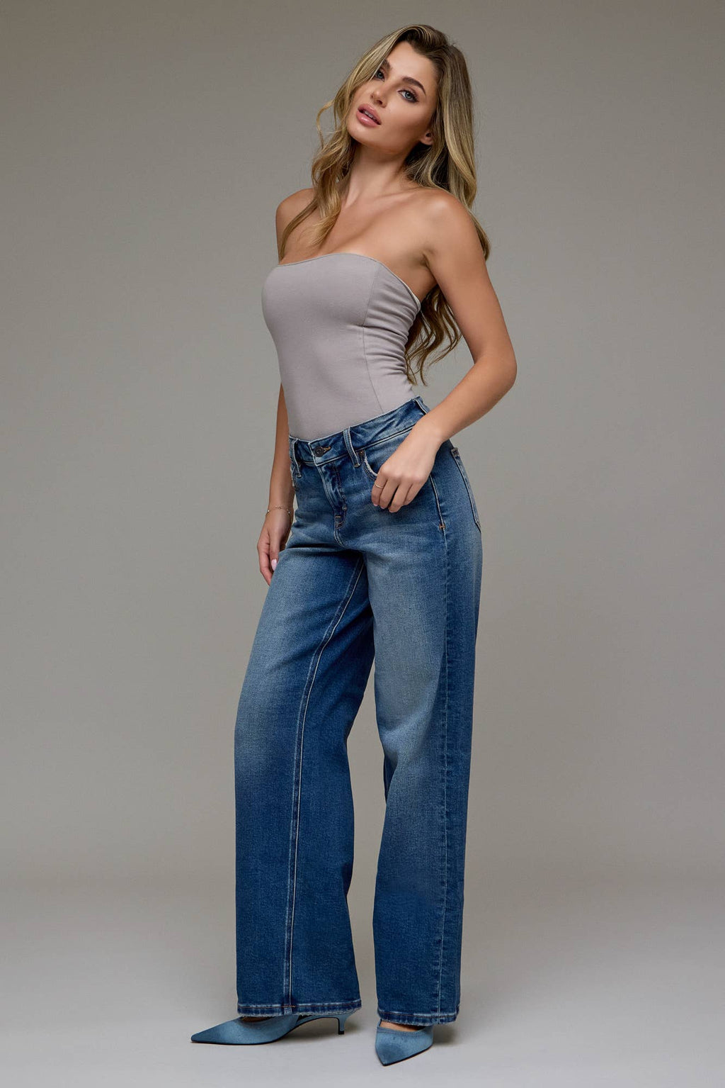 Wrenley Dark Vintage Mid Rise Dad Jeans