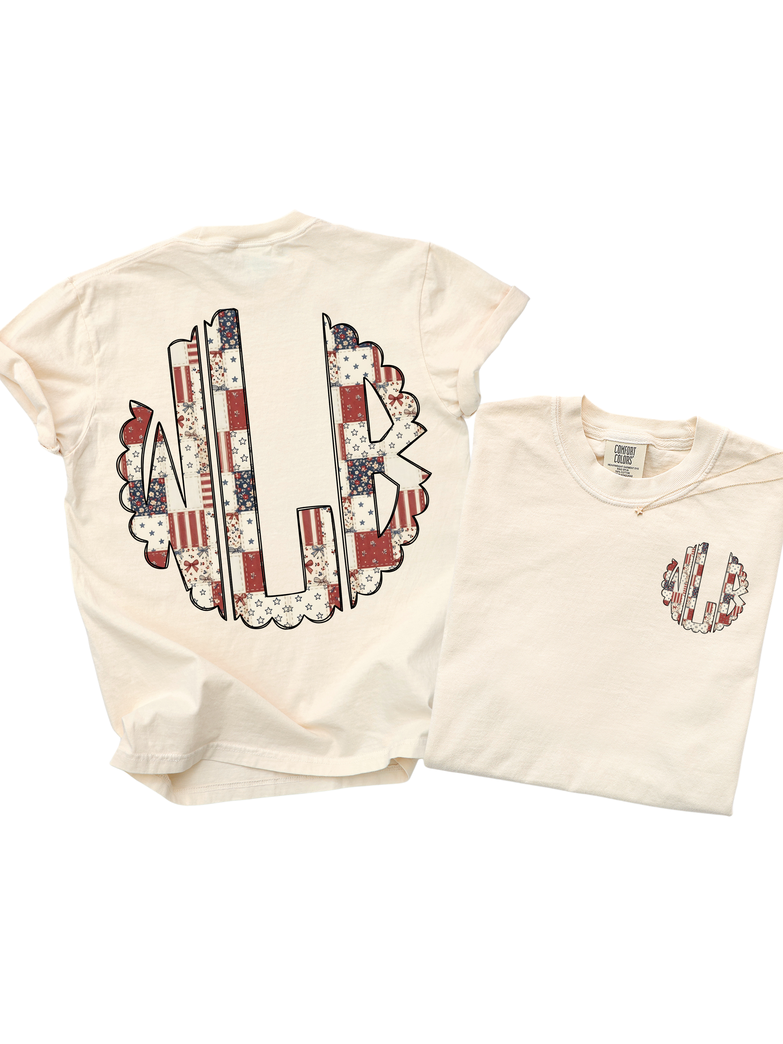 Willow Lane Americana Monogram Tshirt-Ivory