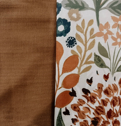 Waffle Knit Kindle Sleeve-Brown w/ Floral Design