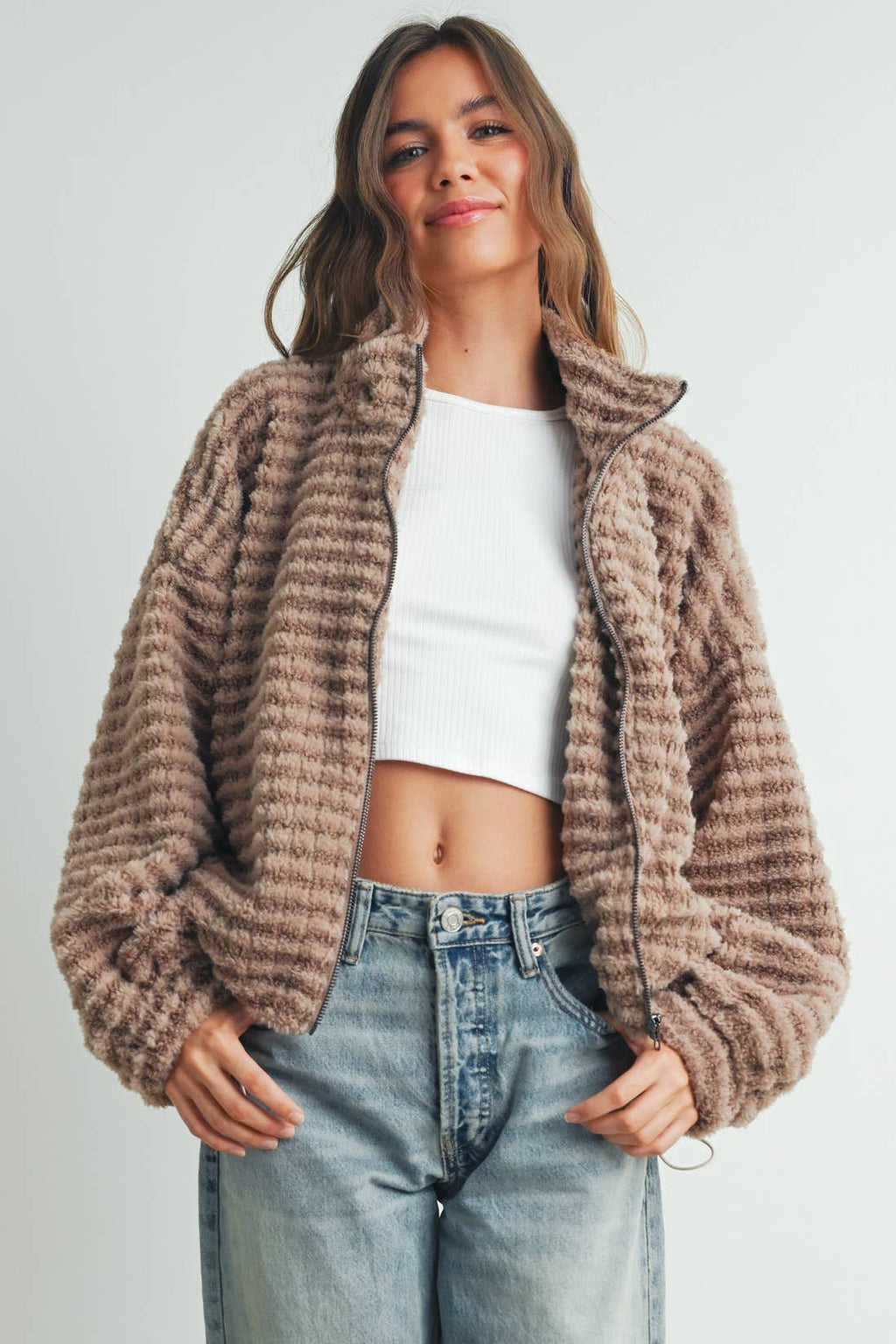 Collared Puffer Jacket-TERRACOTTA